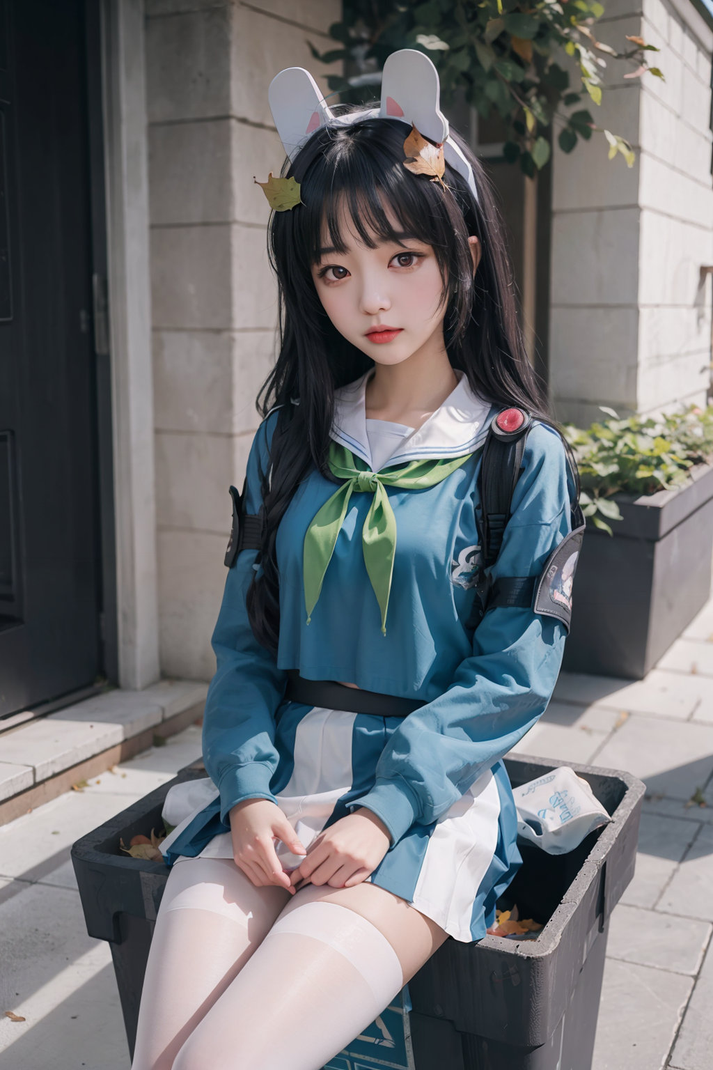 01155-2940181718-masterpiece, best quality,  _lora_KasumizawaMiyu_1_,miyu _(blue archive_), 1girl,halo,leaf on head, ahoge,animal ears,black hair.png